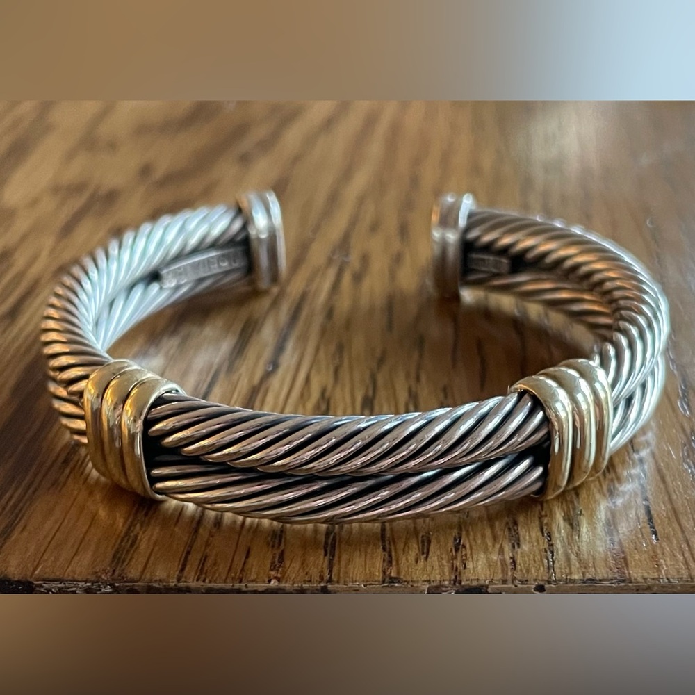 David Yurman 14K Gold & Sterling Silver Double Cuff Bracelet NWOT